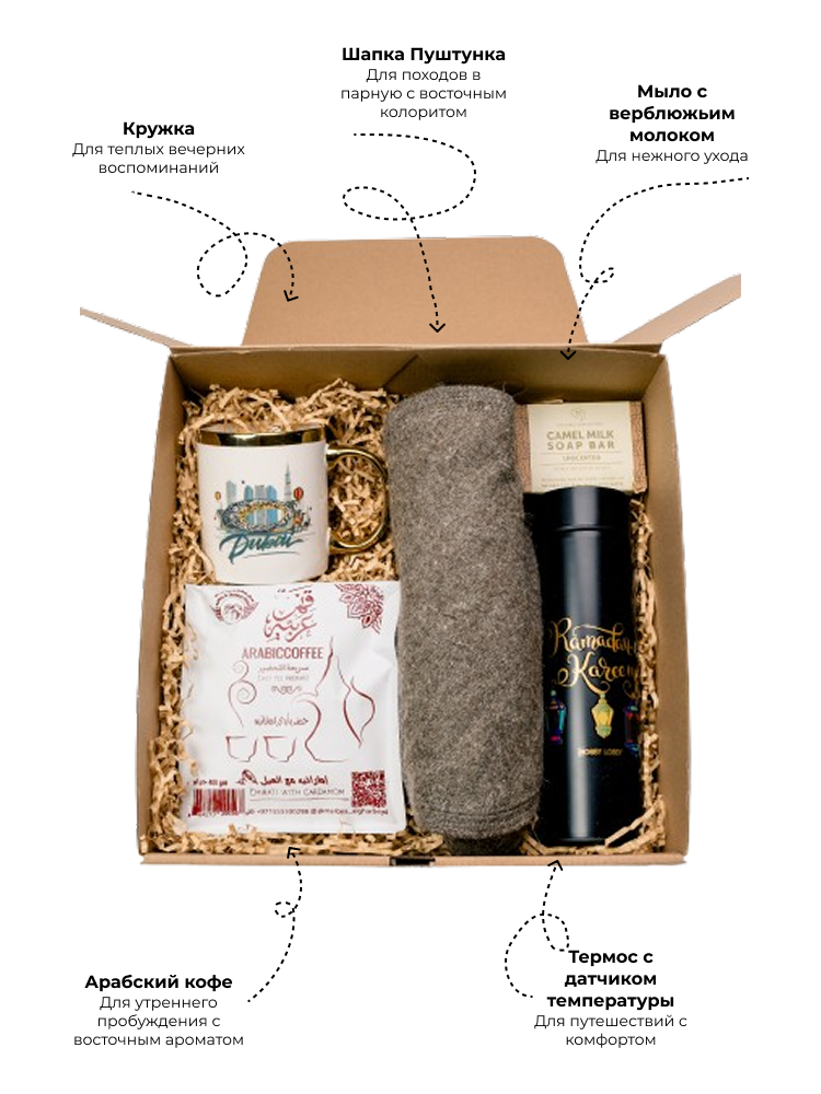 Оставьте себе память о незабываемом путешествии по эмирату Дубай, с эксклюзивным набором "Ароматы Востока: Погружение в культуру Дубая". Этот тщательно подобранный набор сувениров включает в себя уникальные элементы, которые раскрывают богатство и разнообразие культуры этого удивительного региона.